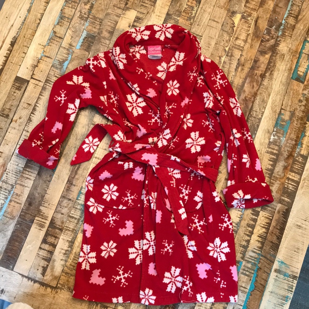 Girls heart & snowflake robe with pockets